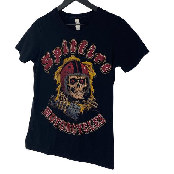 CALIFORNIA SPITFIRE MOTORCYCLES Skull Graphic Black Short Sleeve Tee Size L - Picture 3 of 16